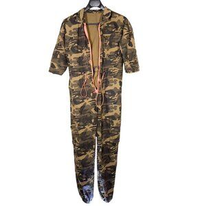 Fashion Nova Camo Utility Jumpsuit Small Cargo Zip Front Streetwear